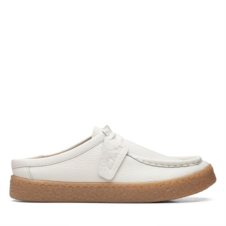 Mule Barleigh Cuero Blanco Roto Cuero Blanco Clarks