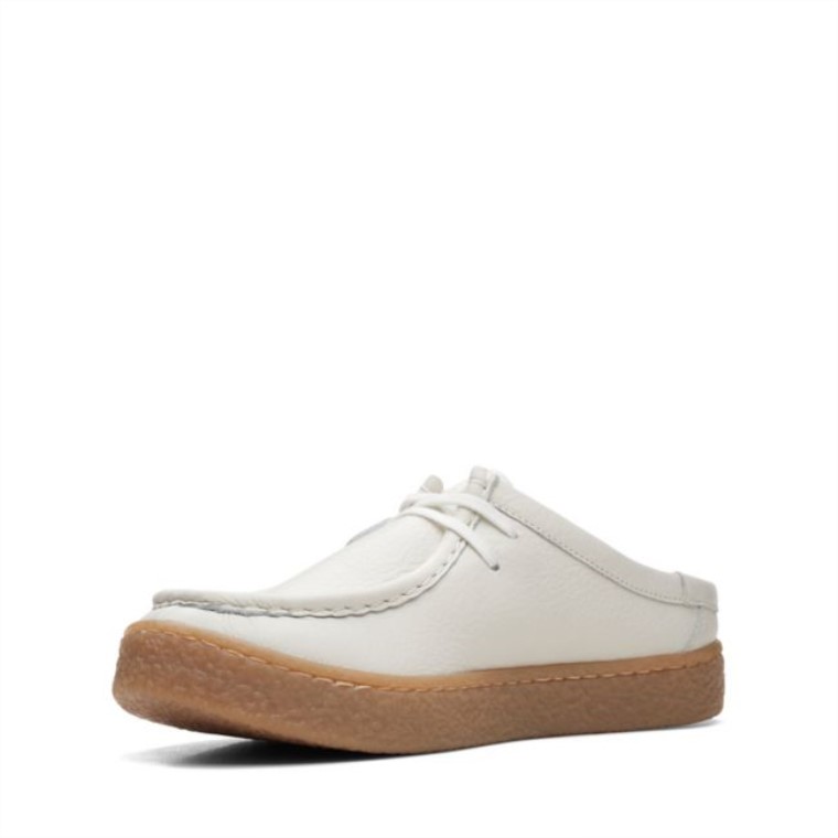Mule Barleigh Cuero Blanco Roto Cuero Blanco Clarks
