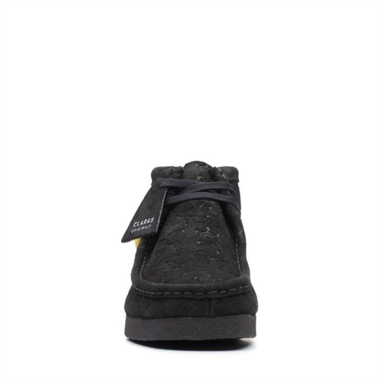 Negro En Relieve Botas Clarks Wallabee Negro En Relieve