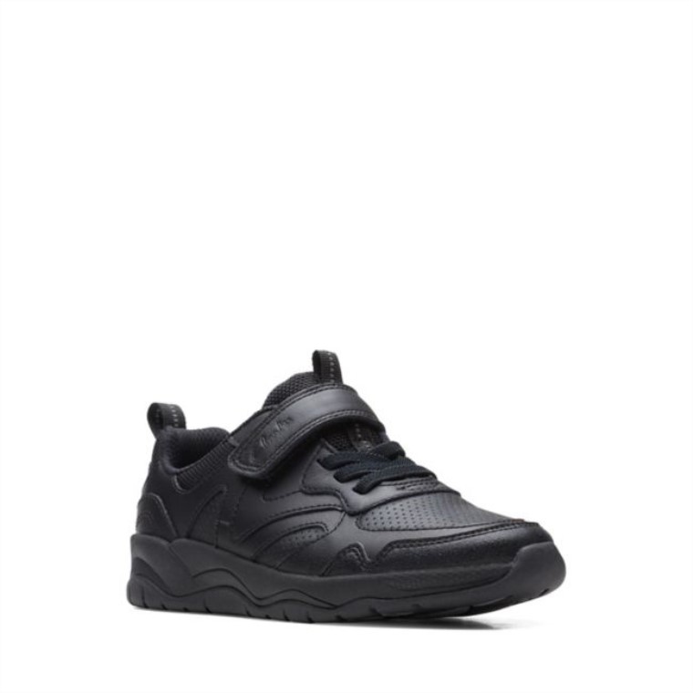 Cuero Negro C Lowder Sprint Niño Cuero Negro Clarks