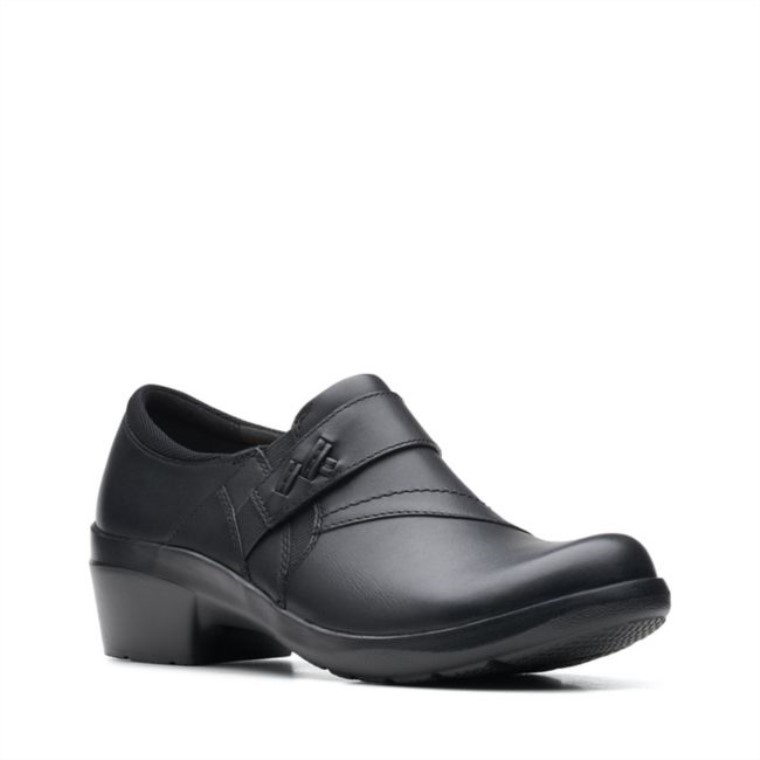 Cuero Negro Clarks Angie Perla Cuero Negro