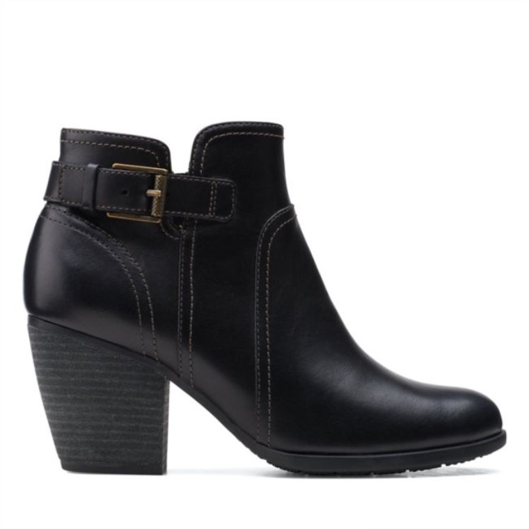 Cuero Negro Clarks Bergen Vibe Cuero Negro