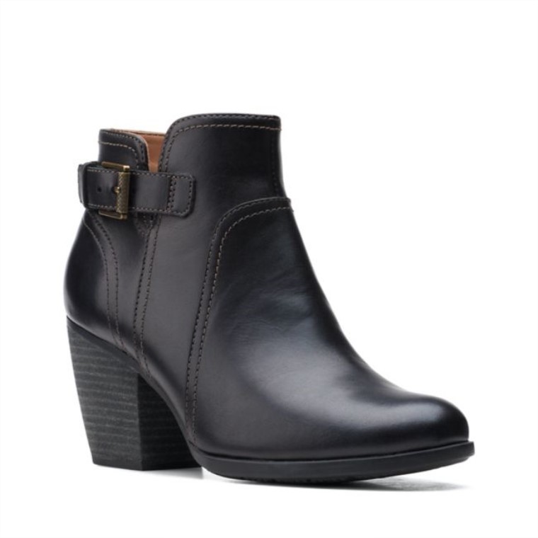 Cuero Negro Clarks Bergen Vibe Cuero Negro
