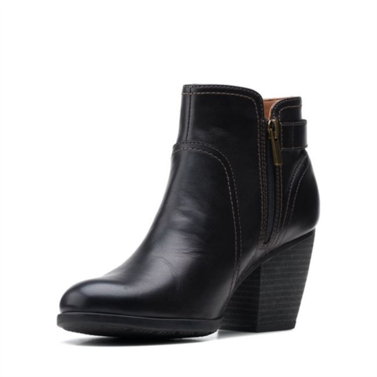 Cuero Negro Clarks Bergen Vibe Cuero Negro