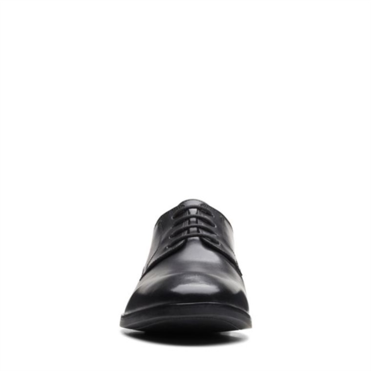 Cuero Negro Clarks Bradish Encaje Cuero Negro