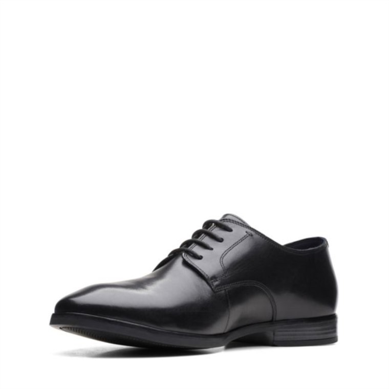 Cuero Negro Clarks Bradish Encaje Cuero Negro