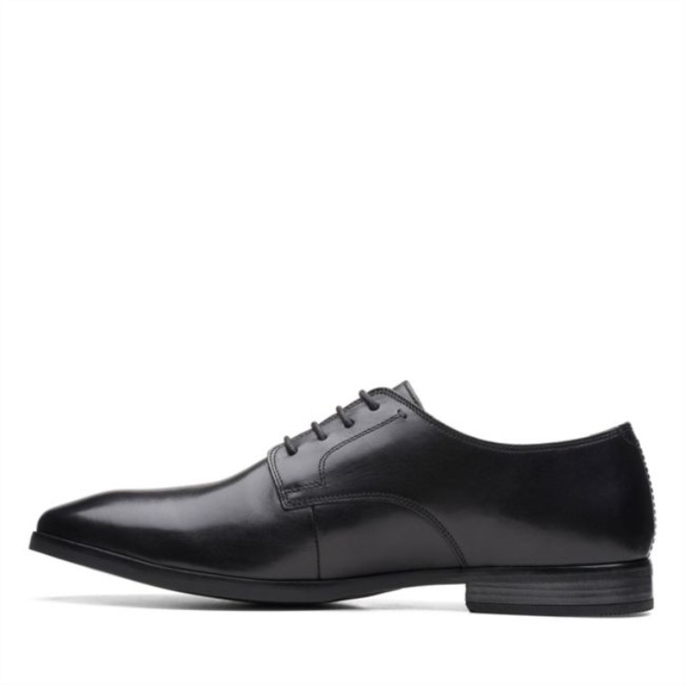 Cuero Negro Clarks Bradish Encaje Cuero Negro