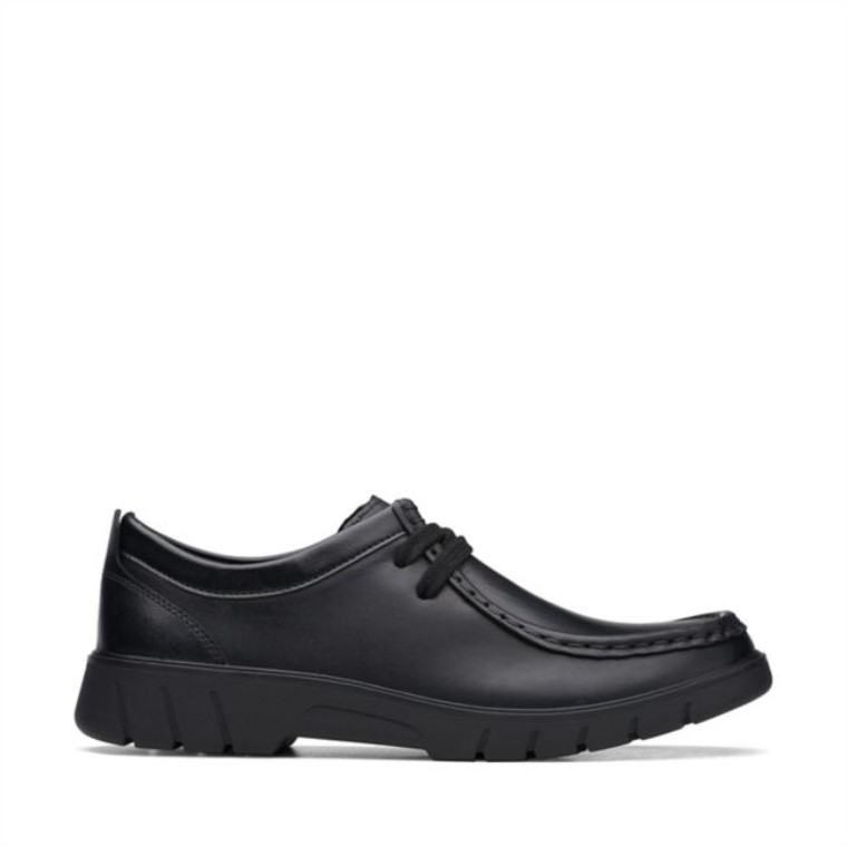 Cuero Negro Clarks Branch Bajo Juvenil Cuero Negro