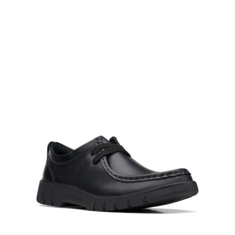 Cuero Negro Clarks Branch Bajo Juvenil Cuero Negro