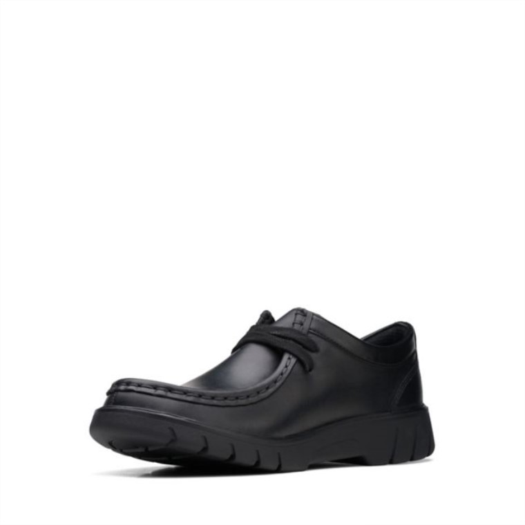 Cuero Negro Clarks Branch Bajo Juvenil Cuero Negro