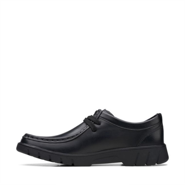 Cuero Negro Clarks Branch Bajo Juvenil Cuero Negro