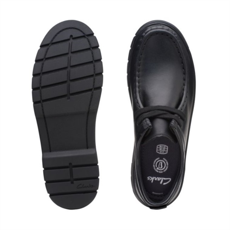 Cuero Negro Clarks Branch Bajo Juvenil Cuero Negro