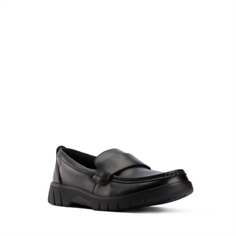 Cuero Negro Clarks Branch Slip Juvenil Cuero Negro