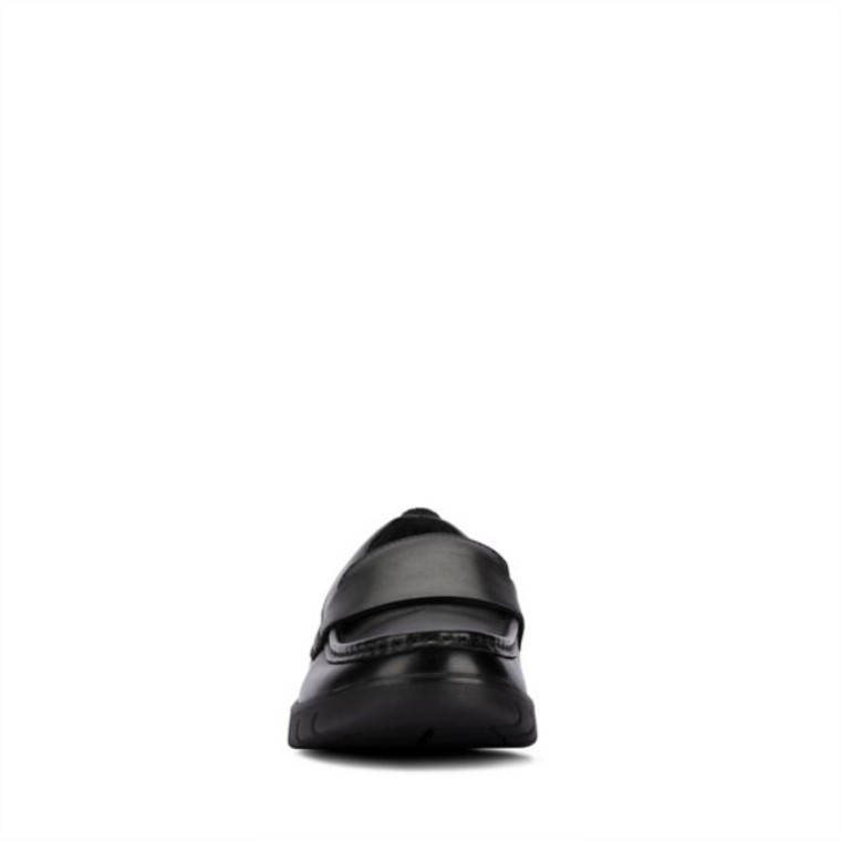 Cuero Negro Clarks Branch Slip Juvenil Cuero Negro