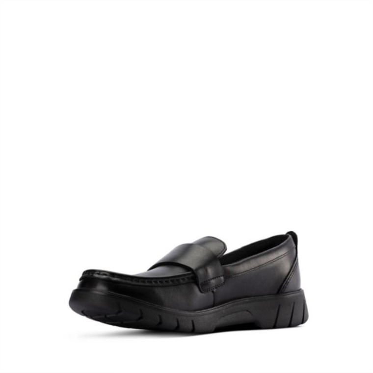 Cuero Negro Clarks Branch Slip Juvenil Cuero Negro
