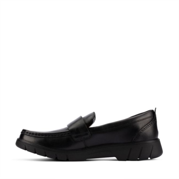Cuero Negro Clarks Branch Slip Juvenil Cuero Negro