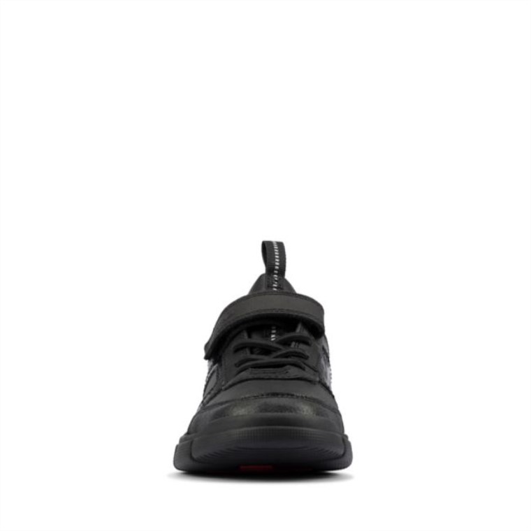 Cuero Negro Clarks Codificar Niño Brillante Cuero Negro