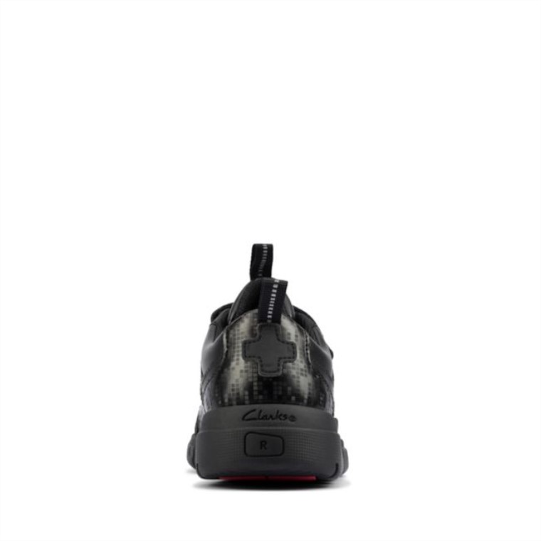 Cuero Negro Clarks Codificar Niño Brillante Cuero Negro