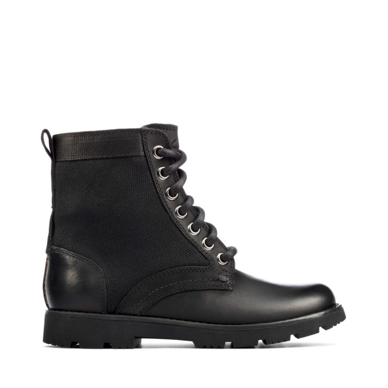 Cuero Negro Clarks Heath Chard Niño Cuero Negro
