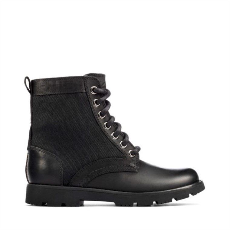 Cuero Negro Clarks Heath Chard Niño Cuero Negro