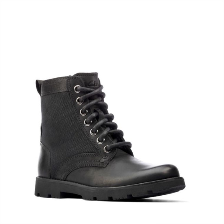 Cuero Negro Clarks Heath Chard Niño Cuero Negro