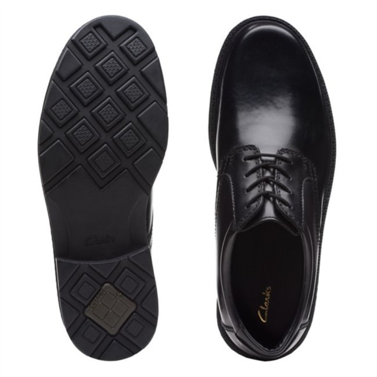 Cuero Negro Clarks Kerton Encaje Cuero Negro
