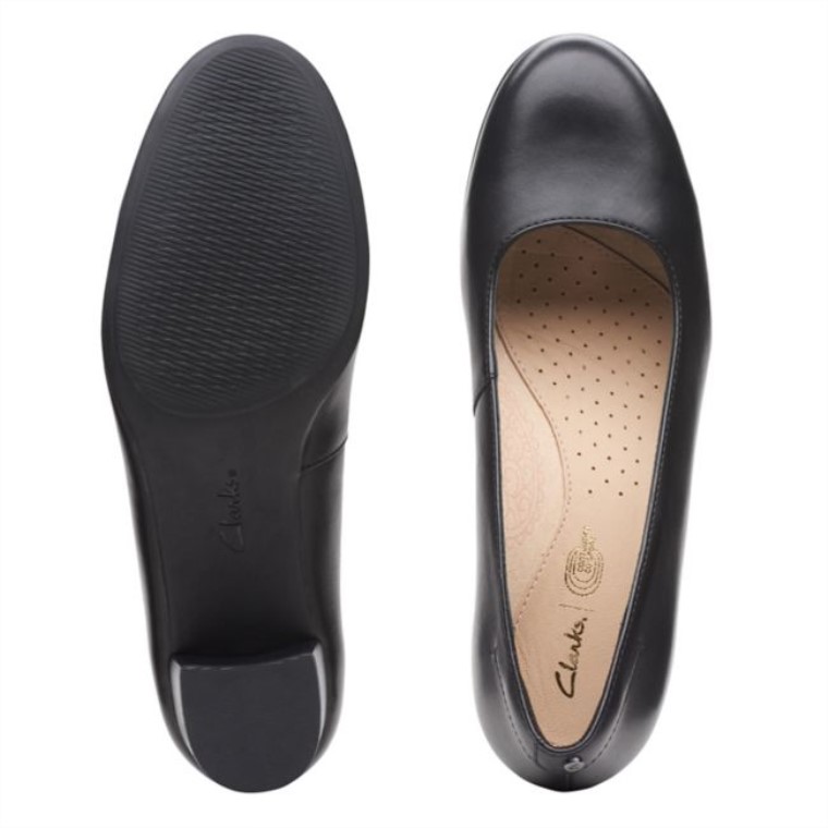 Zapatos De Tacón Clarks Linnae De Cuero Negro Cuero Negro