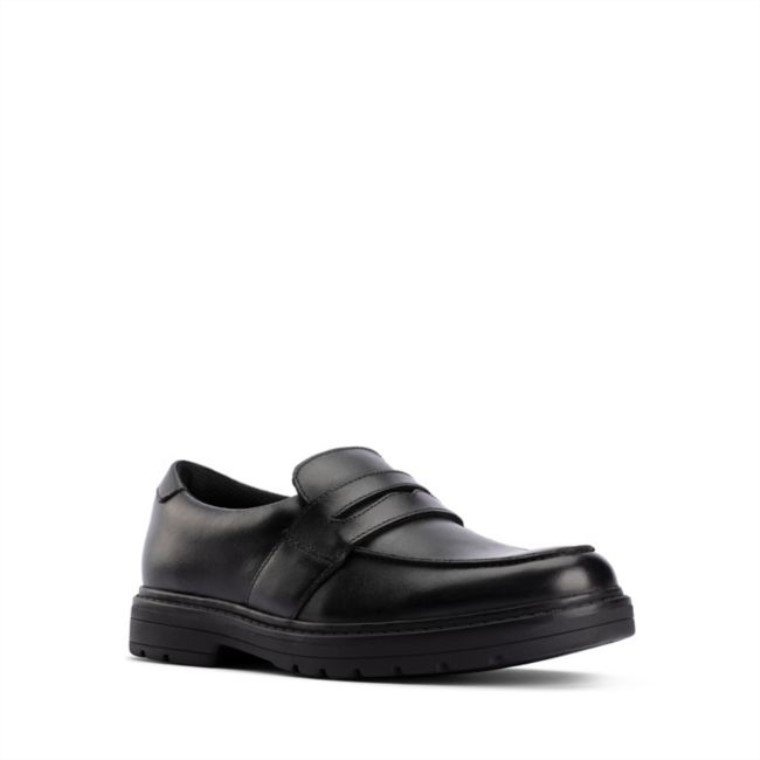 Cuero Negro Clarks Loxham Craft Juvenil Cuero Negro