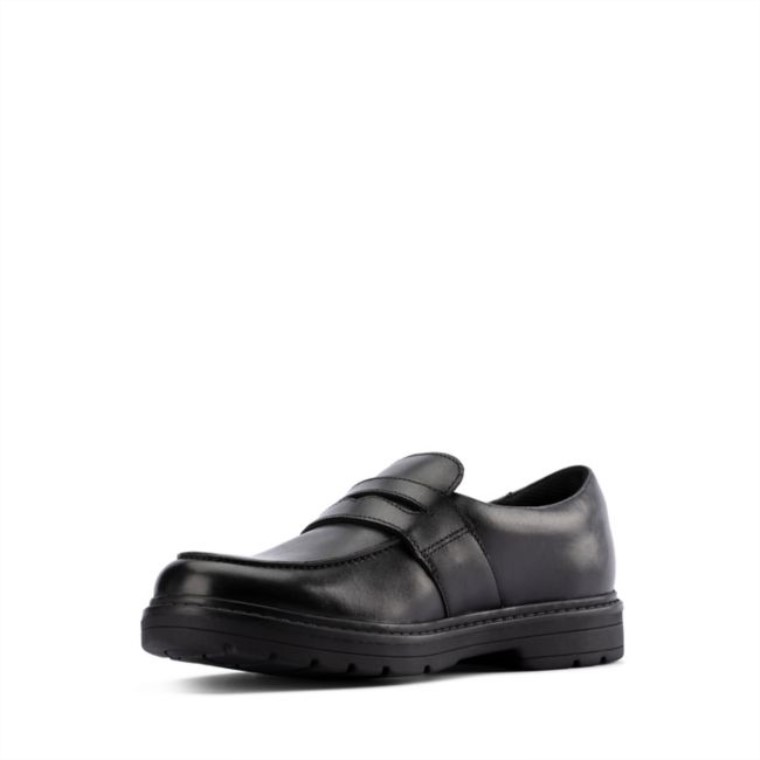 Cuero Negro Clarks Loxham Craft Juvenil Cuero Negro