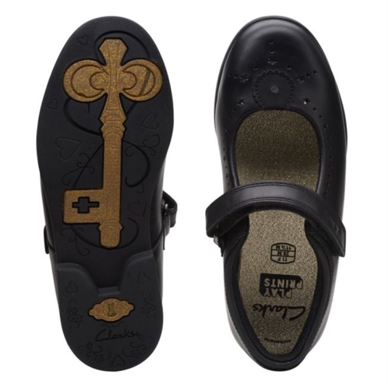 Cuero Negro Clarks Magic Step Bar Niño Cuero Negro