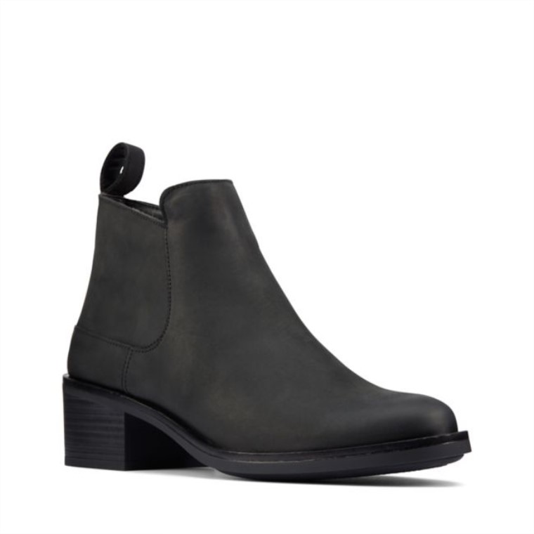 Cuero Negro Clarks Memi Cremallera