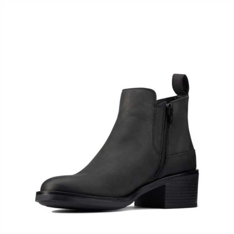 Cuero Negro Clarks Memi Cremallera