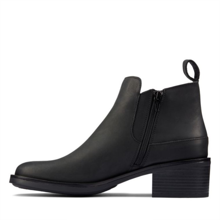 Cuero Negro Clarks Memi Cremallera