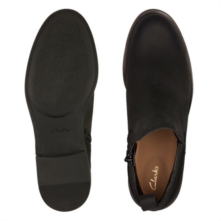 Cuero Negro Clarks Memi Cremallera