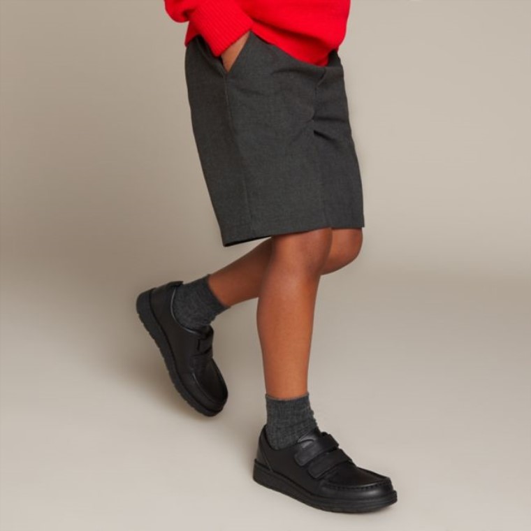 Cuero Negro Clarks Mendip Niño Brillante Cuero Negro