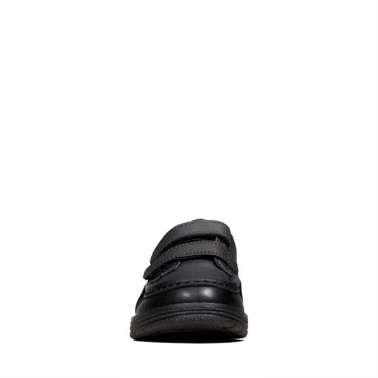 Cuero Negro Clarks Mendip Niño Brillante Cuero Negro