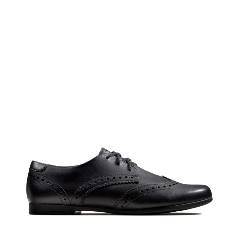 Cuero Negro Clarks Scala Encaje Niño Cuero Negro