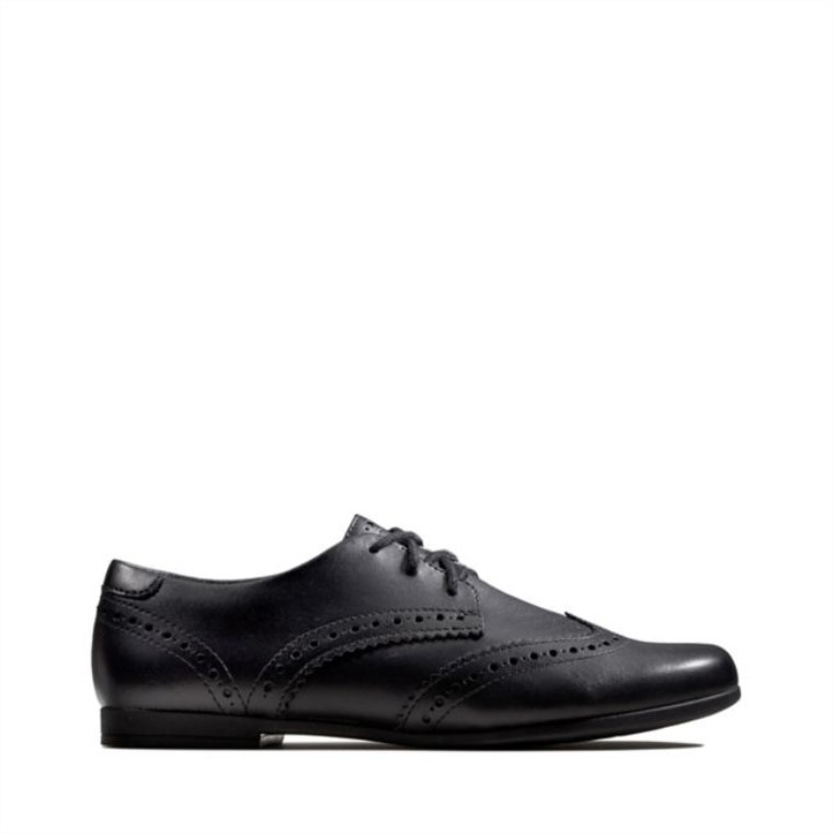 Cuero Negro Clarks Scala Encaje Niño Cuero Negro