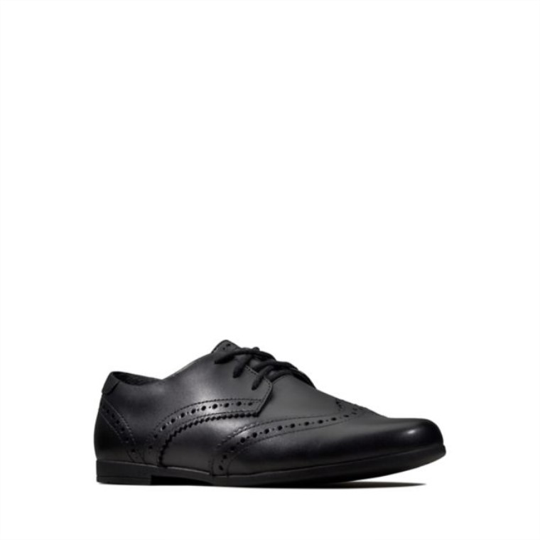 Cuero Negro Clarks Scala Encaje Niño Cuero Negro