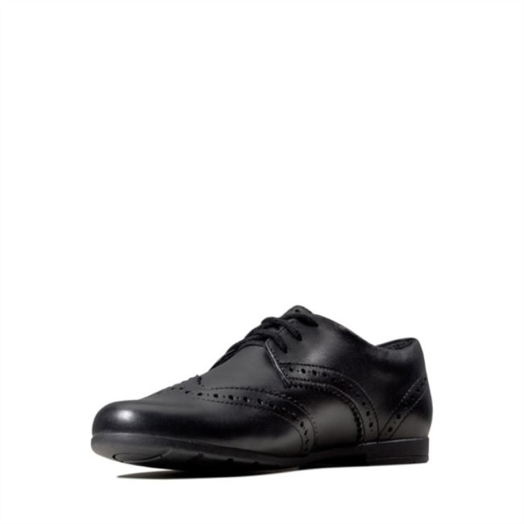 Cuero Negro Clarks Scala Encaje Niño Cuero Negro