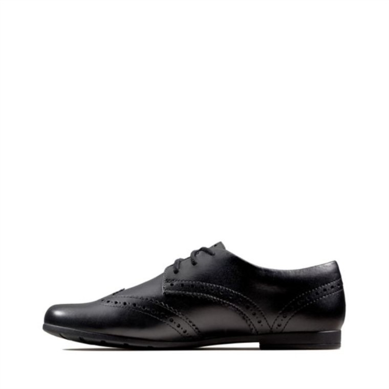 Cuero Negro Clarks Scala Encaje Niño Cuero Negro