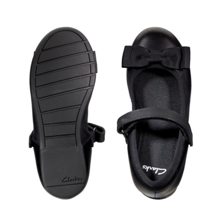Cuero Negro Clarks Scala Tap Niño Cuero Negro