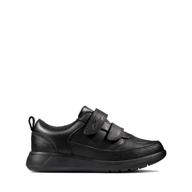 Cuero Negro Clarks Scape Flare Niño Cuero Negro