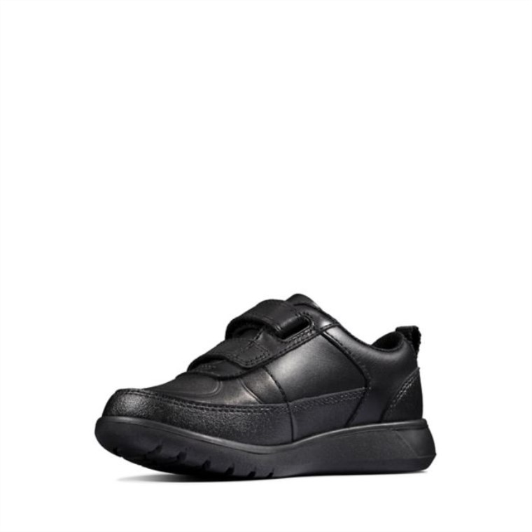 Cuero Negro Clarks Scape Flare Niño Cuero Negro