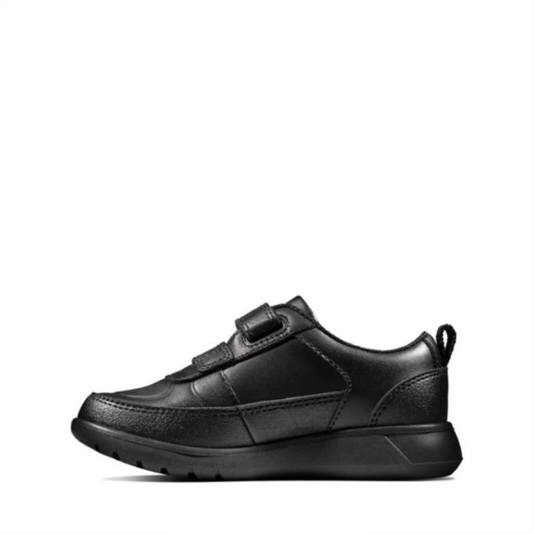 Cuero Negro Clarks Scape Flare Niño Cuero Negro