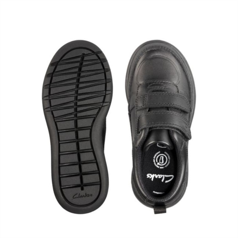 Cuero Negro Clarks Scape Flare Niño Cuero Negro