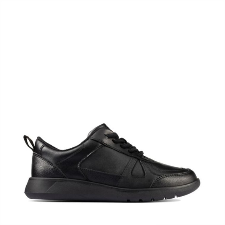 Cuero Negro Clarks Scape Track Niño Cuero Negro