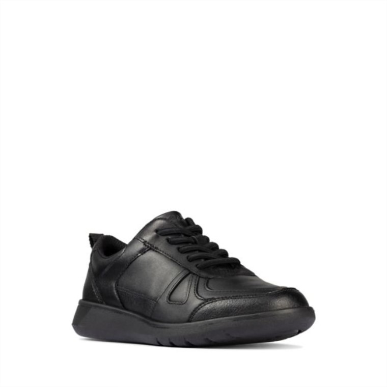 Cuero Negro Clarks Scape Track Niño Cuero Negro