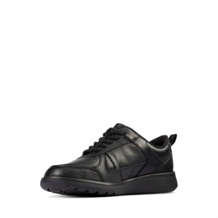 Cuero Negro Clarks Scape Track Niño Cuero Negro