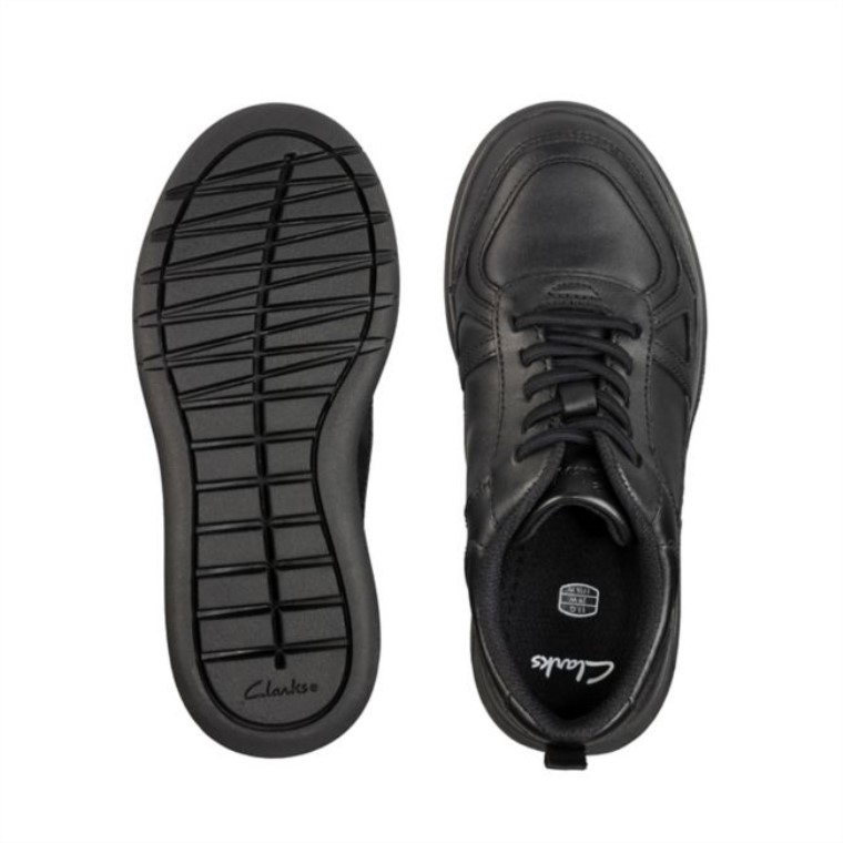 Cuero Negro Clarks Scape Track Niño Cuero Negro